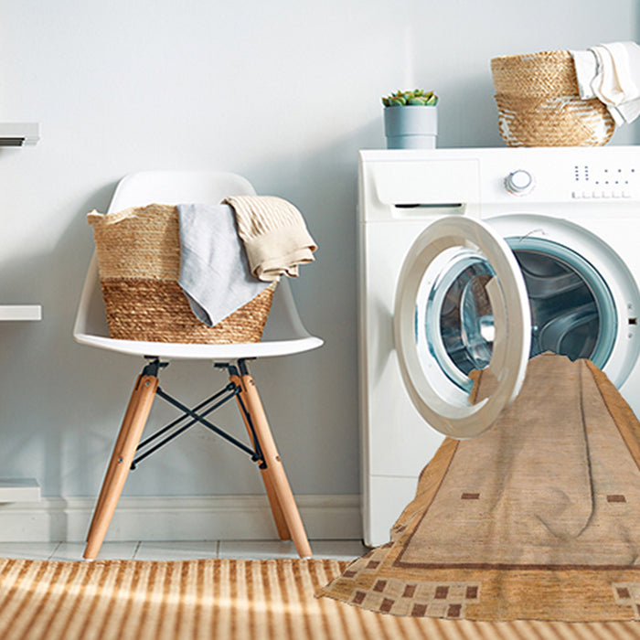 Machine Washable Abstract Orange Rug in a Washing Machine, wshabs4950