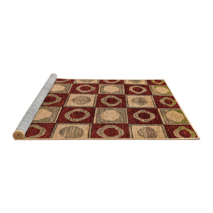 Sideview of Machine Washable Abstract Tomato Red Rug, wshabs4951