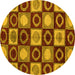 Round Machine Washable Abstract Yellow Modern Rug, wshabs4951yw