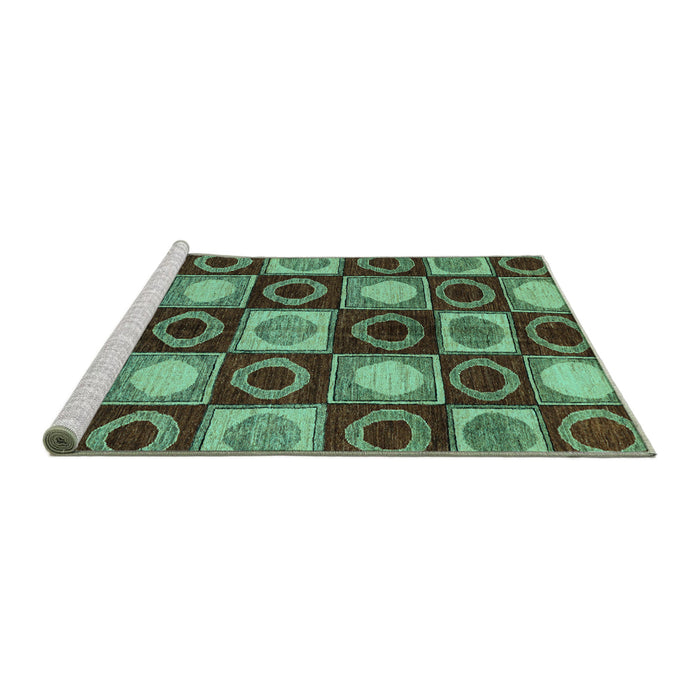 Sideview of Machine Washable Abstract Turquoise Modern Area Rugs, wshabs4951turq