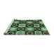 Sideview of Machine Washable Abstract Turquoise Modern Area Rugs, wshabs4951turq