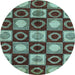 Round Machine Washable Abstract Light Blue Modern Rug, wshabs4951lblu