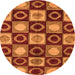 Round Machine Washable Abstract Orange Modern Area Rugs, wshabs4951org