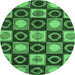 Round Abstract Emerald Green Modern Rug, abs4951emgrn