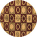 Round Machine Washable Abstract Brown Modern Rug, wshabs4951brn