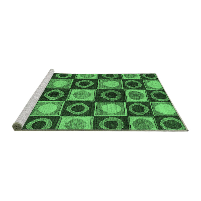 Sideview of Machine Washable Abstract Emerald Green Modern Area Rugs, wshabs4951emgrn