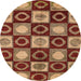 Round Machine Washable Abstract Tomato Red Rug, wshabs4951