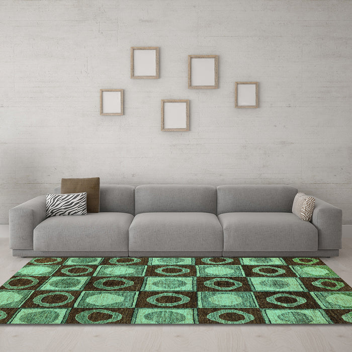 Machine Washable Abstract Turquoise Modern Area Rugs in a Living Room,, wshabs4951turq
