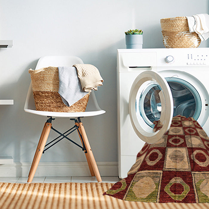 Machine Washable Abstract Tomato Red Rug in a Washing Machine, wshabs4951