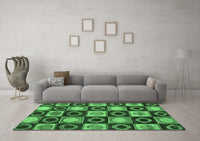 Machine Washable Abstract Emerald Green Modern Rug, wshabs4951emgrn