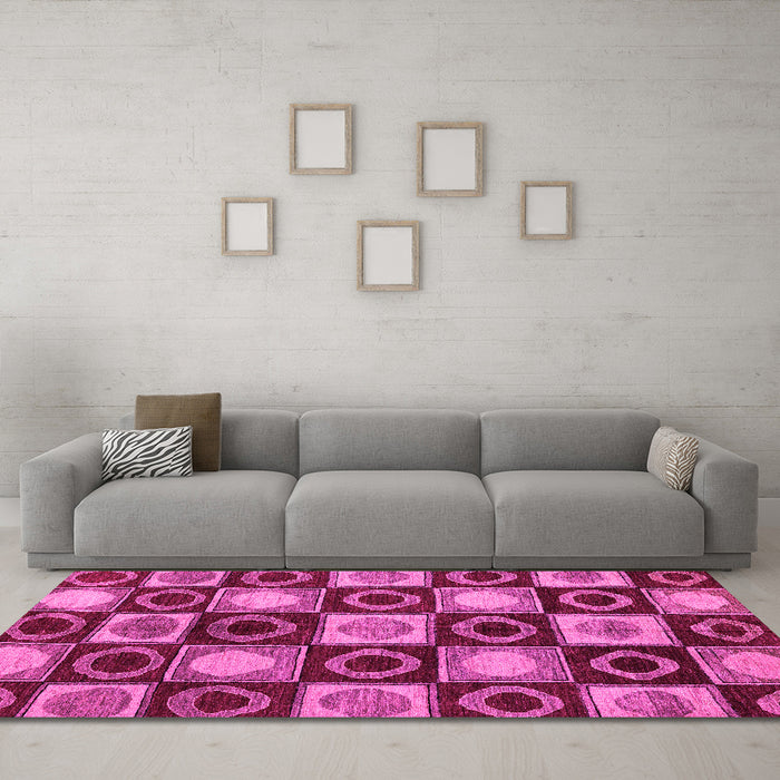 Machine Washable Abstract Pink Modern Rug in a Living Room, wshabs4951pnk