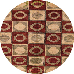 Round Abstract Red Modern Rug, abs4951