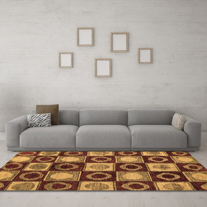 Machine Washable Abstract Brown Modern Rug in a Living Room,, wshabs4951brn