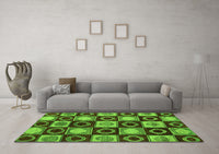 Machine Washable Abstract Green Modern Rug, wshabs4951grn