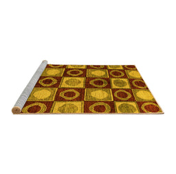 Sideview of Machine Washable Abstract Yellow Modern Rug, wshabs4951yw