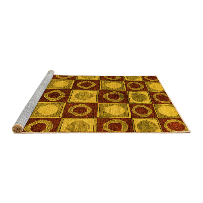 Sideview of Machine Washable Abstract Yellow Modern Rug, wshabs4951yw