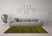 Machine Washable Abstract Green Modern Area Rugs in a Living Room,, wshabs4952grn