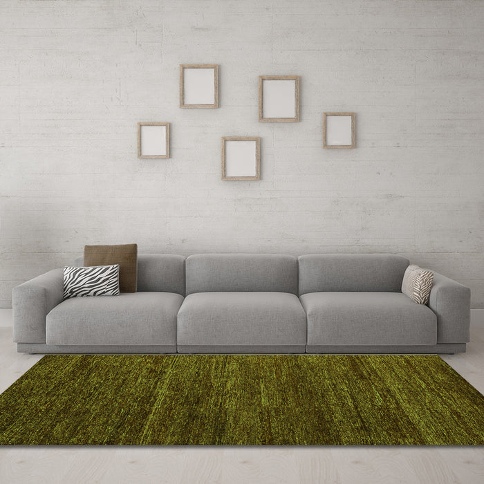 Machine Washable Abstract Green Modern Area Rugs in a Living Room,, wshabs4952grn