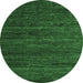 Round Machine Washable Abstract Emerald Green Modern Area Rugs, wshabs4952emgrn