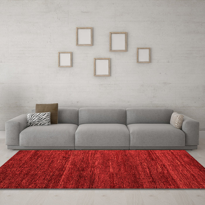 Machine Washable Abstract Orange Modern Area Rugs in a Living Room, wshabs4952org