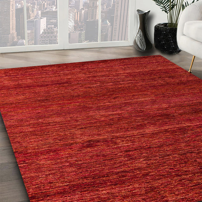 Abstract Red Modern Rug in Family Room, abs4952