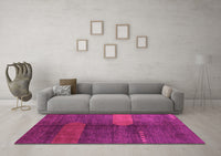 Machine Washable Abstract Pink Modern Rug, wshabs4953pnk