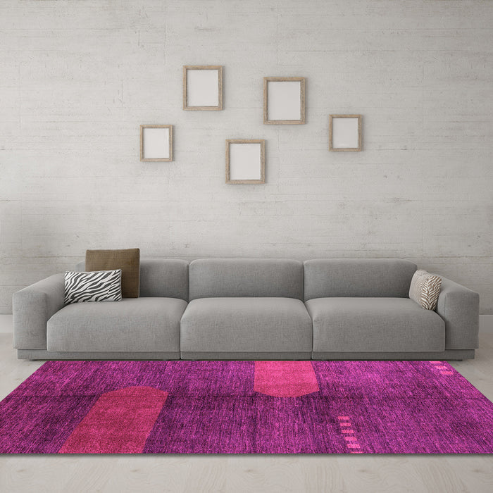 Machine Washable Abstract Pink Modern Rug in a Living Room, wshabs4953pnk