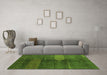 Machine Washable Abstract Green Modern Area Rugs in a Living Room,, wshabs4953grn