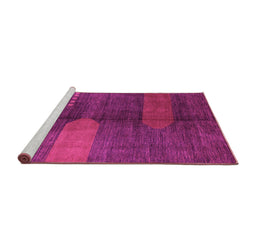 Sideview of Machine Washable Abstract Pink Modern Rug, wshabs4953pnk