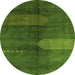 Round Abstract Green Modern Rug, abs4953grn