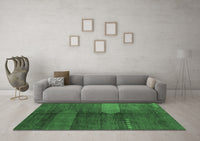 Machine Washable Abstract Emerald Green Modern Rug, wshabs4953emgrn