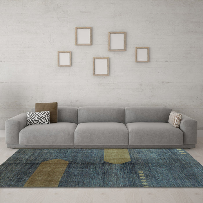 Machine Washable Abstract Light Blue Modern Rug in a Living Room, wshabs4953lblu