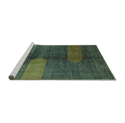 Sideview of Machine Washable Abstract Turquoise Modern Area Rugs, wshabs4953turq