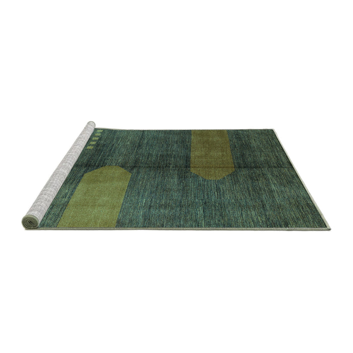 Sideview of Machine Washable Abstract Turquoise Modern Area Rugs, wshabs4953turq