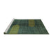 Sideview of Machine Washable Abstract Turquoise Modern Area Rugs, wshabs4953turq