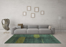 Machine Washable Abstract Turquoise Modern Area Rugs in a Living Room,, wshabs4953turq