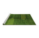 Sideview of Machine Washable Abstract Green Modern Area Rugs, wshabs4953grn