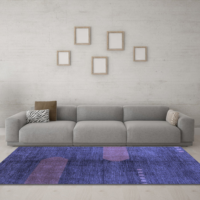 Machine Washable Abstract Blue Modern Rug in a Living Room, wshabs4953blu