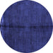 Round Abstract Blue Modern Rug, abs4954blu