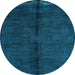 Round Machine Washable Abstract Light Blue Modern Rug, wshabs4954lblu