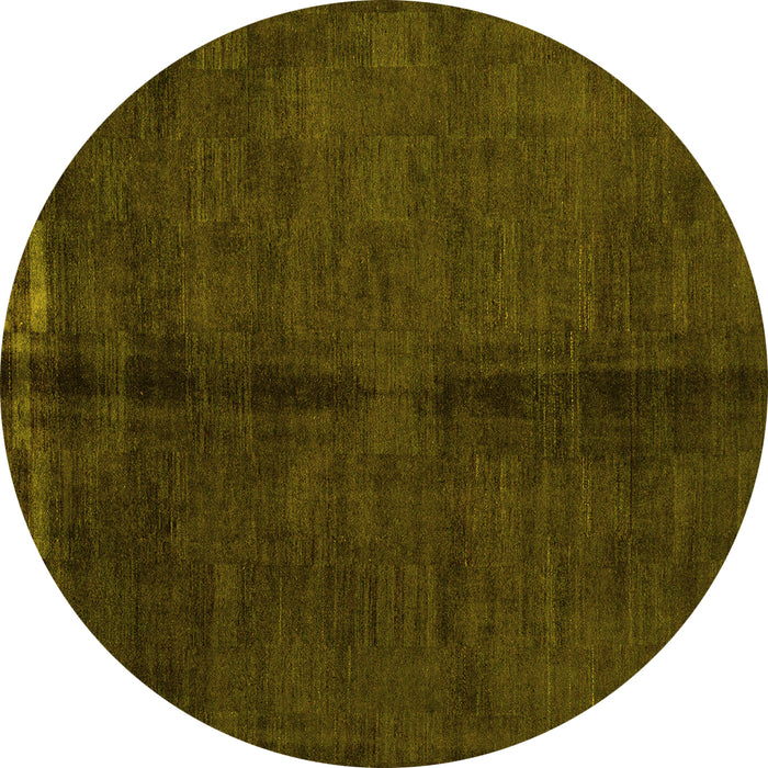 Round Machine Washable Abstract Yellow Modern Rug, wshabs4954yw