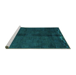 Sideview of Machine Washable Abstract Turquoise Modern Area Rugs, wshabs4954turq