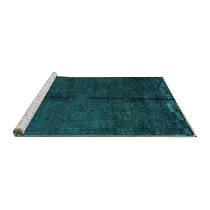 Sideview of Machine Washable Abstract Turquoise Modern Area Rugs, wshabs4954turq
