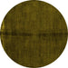 Round Abstract Yellow Modern Rug, abs4954yw