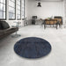 Round Machine Washable Abstract Purple Navy Blue Rug in a Office, wshabs4954