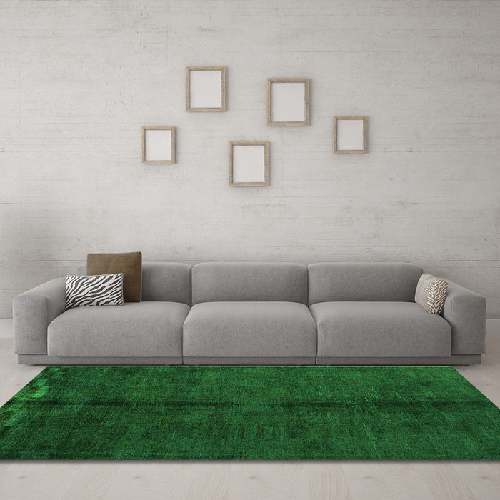 Machine Washable Abstract Green Modern Area Rugs in a Living Room,, wshabs4954grn