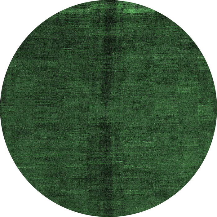 Round Abstract Emerald Green Modern Rug, abs4954emgrn