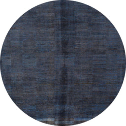 Round Machine Washable Abstract Purple Navy Blue Rug, wshabs4954