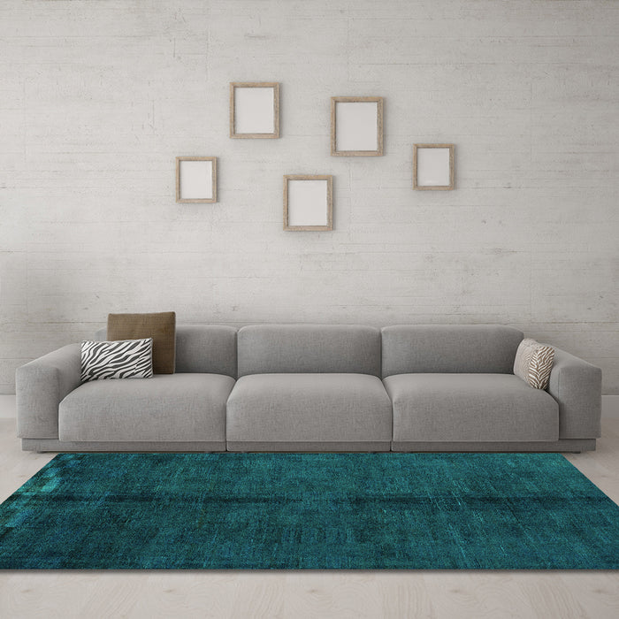 Machine Washable Abstract Turquoise Modern Area Rugs in a Living Room,, wshabs4954turq