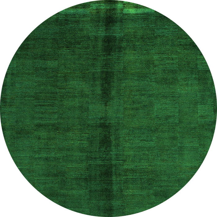 Round Machine Washable Abstract Green Modern Area Rugs, wshabs4954grn
